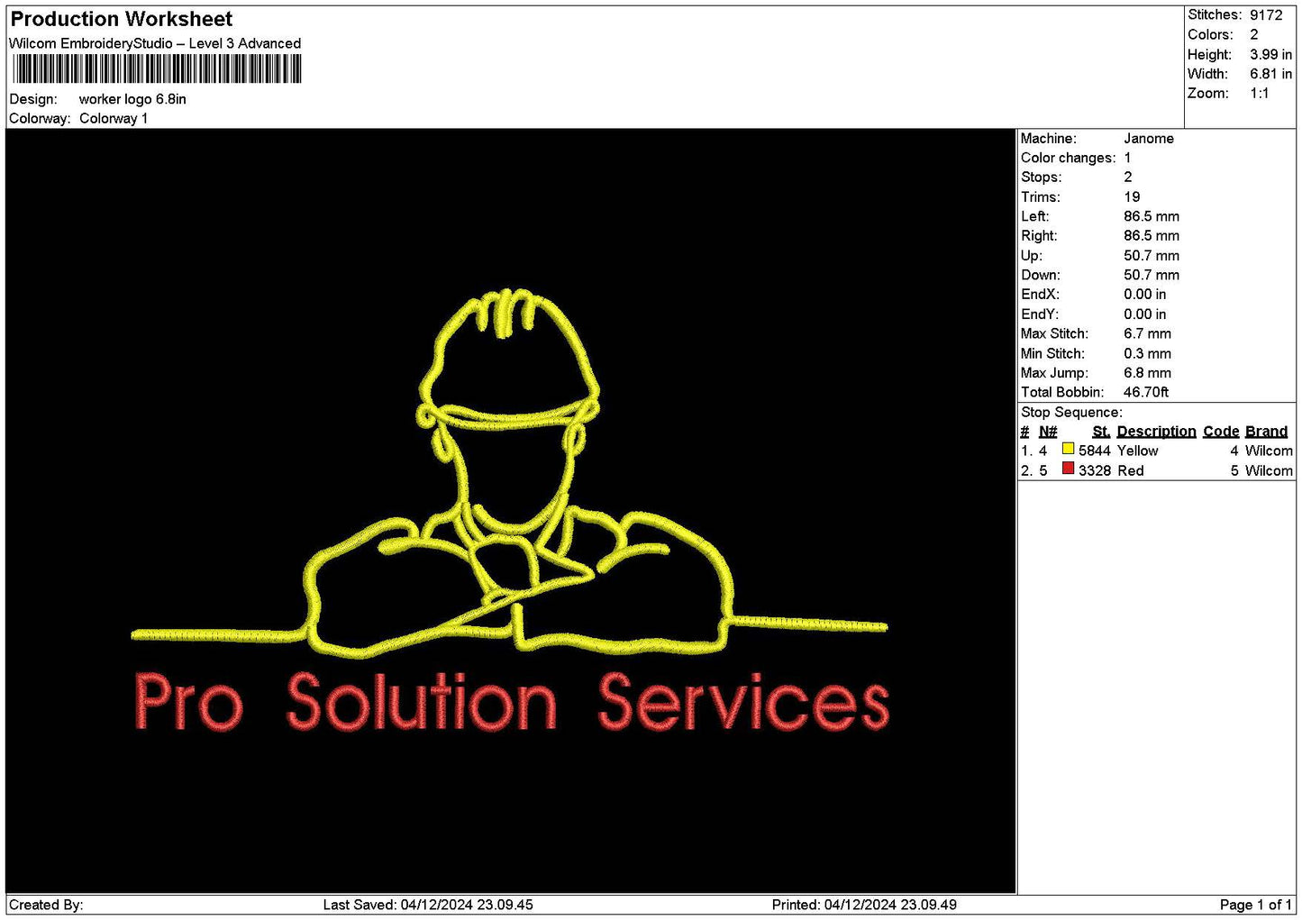 Workertext Line Embroidery File 6 sizes