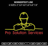 Workertext Line Embroidery File 6 sizes