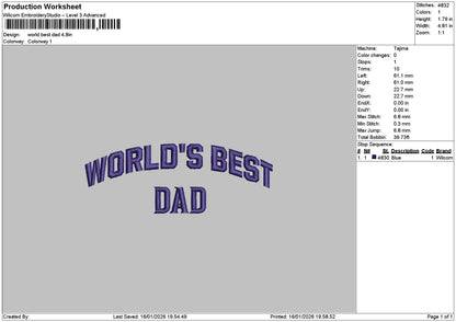 Best Dad Embroidery File 6 sizes