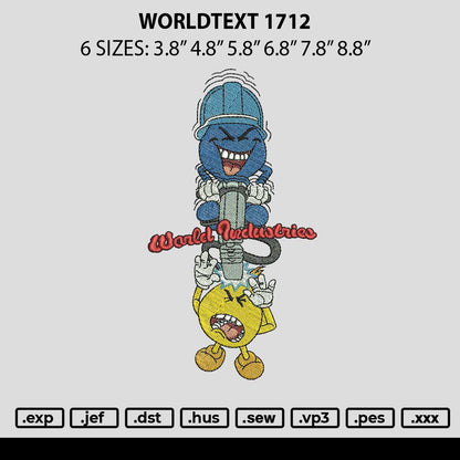 Worldtext 1712 Embroidery File 6 sizes