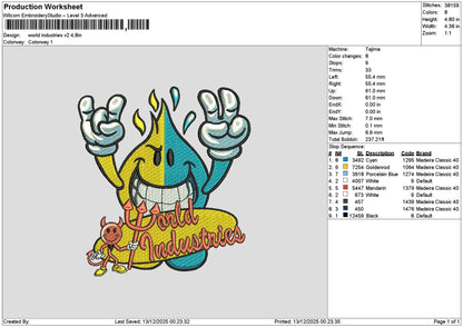 Worldtext 1312 Embroidery File 6 sizes