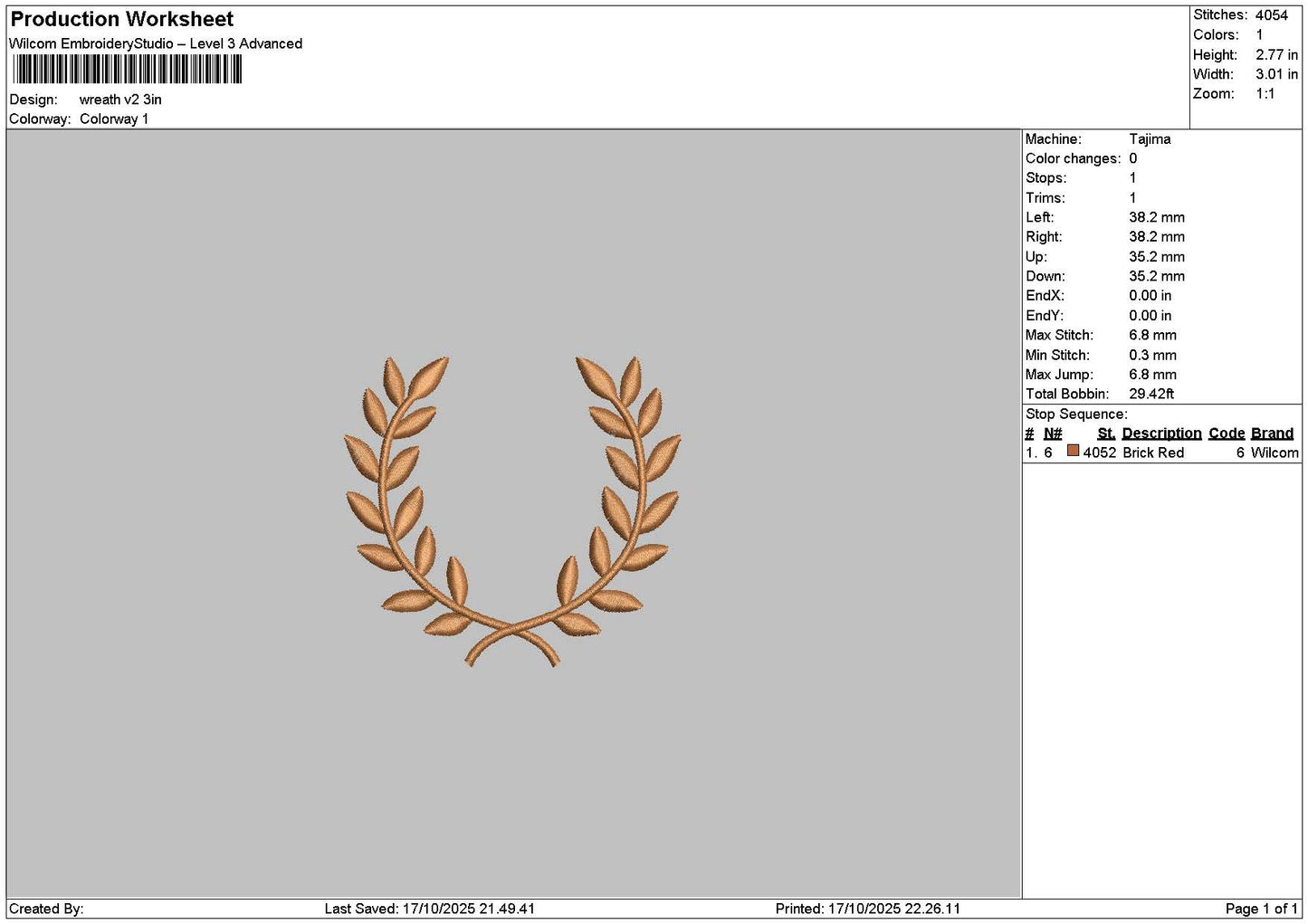 Wreath Embroidery File 6 sizes