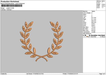 Wreath Embroidery File 6 sizes