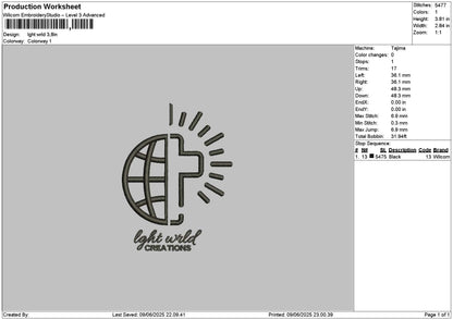 Wrld Text Embroidery File 6 sizes