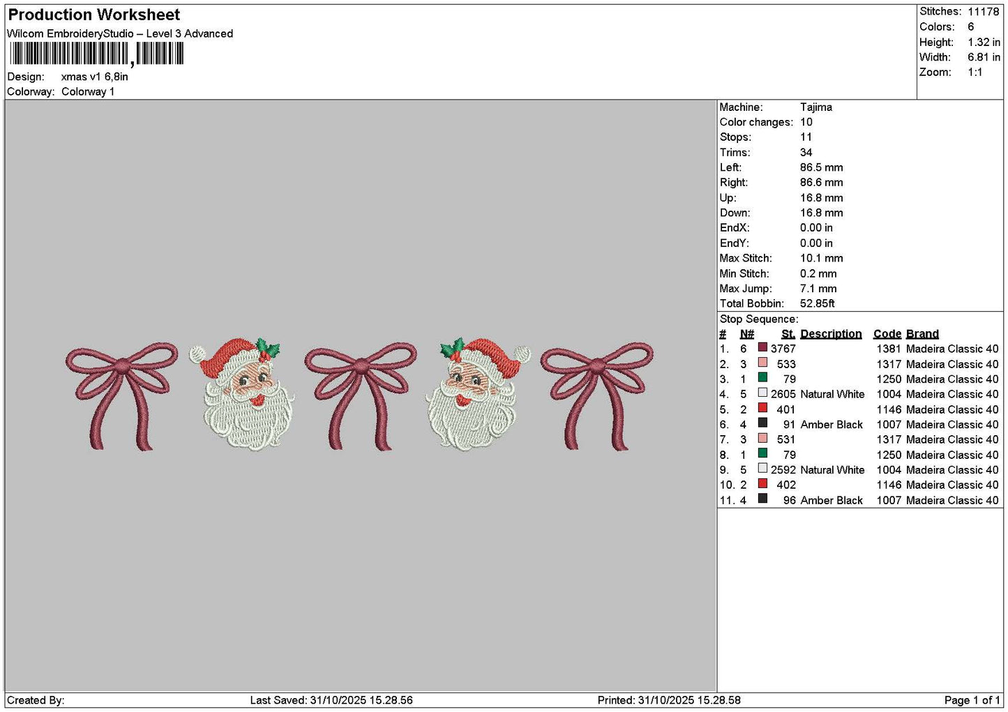 Xmas Icons V1 Embroidery File 6 sizes