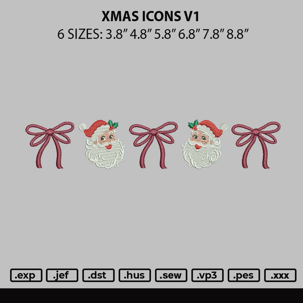 Xmas Icons V1 Embroidery File 6 sizes