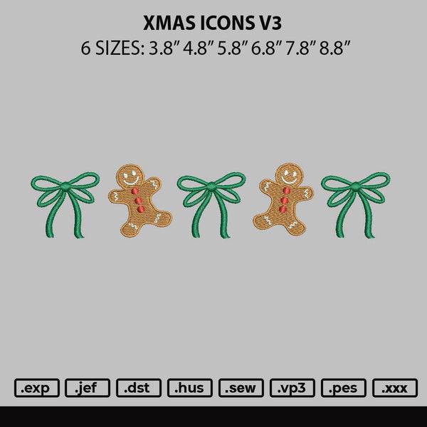 Xmas Icons V3 Embroidery File 6 sizes