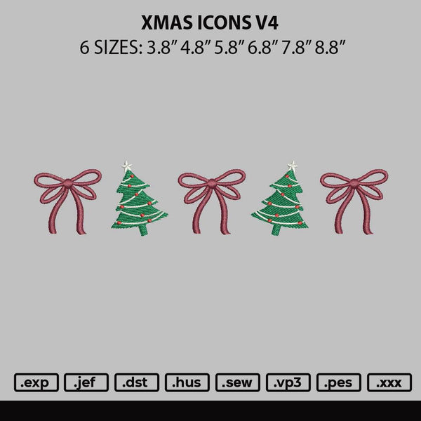 Xmas Icons V4 Embroidery File 6 sizes