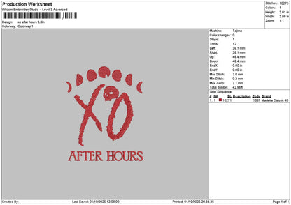 Xotext 0110 Embroidery File 6 sizes