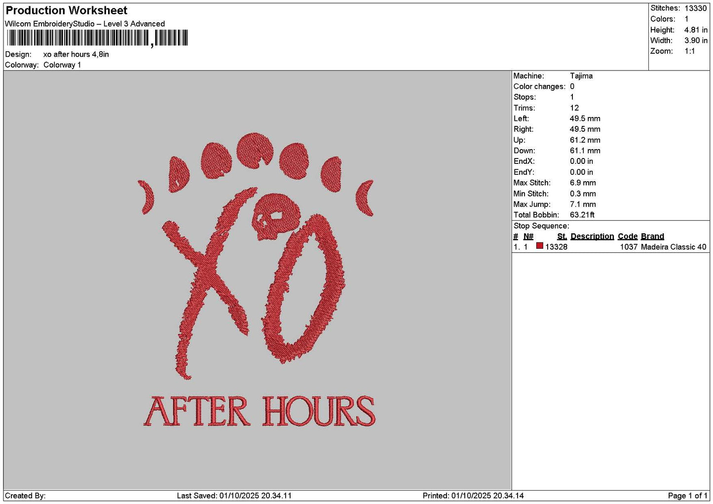 Xotext 0110 Embroidery File 6 sizes