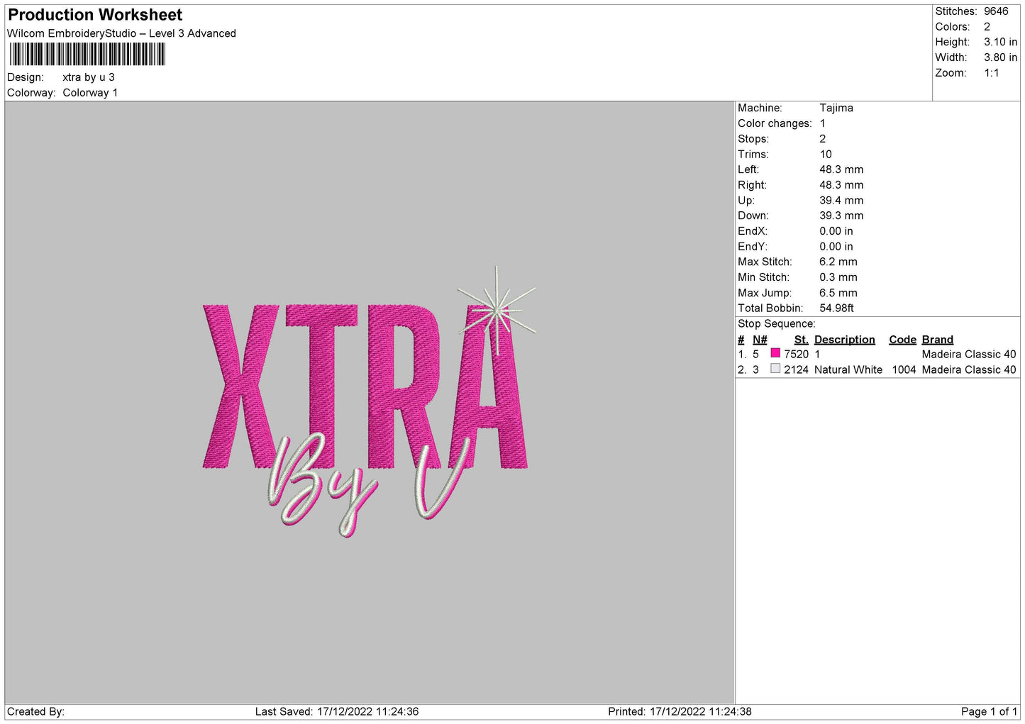 Xtra By Embroidery File 6 sizes