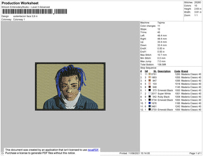 Xxxtentaction Face Embroidery Machine Design File 4 size