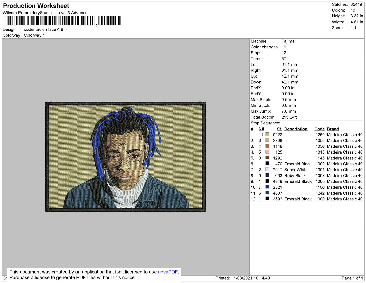 Xxxtentaction Face Embroidery Machine Design File 4 size