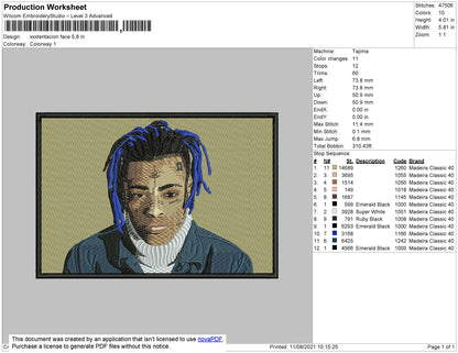 Xxxtentaction Face Embroidery Machine Design File 4 size