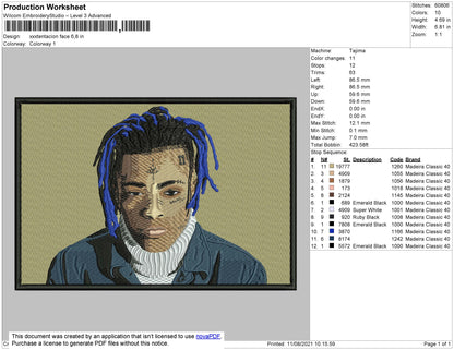 Xxxtentaction Face Embroidery Machine Design File 4 size