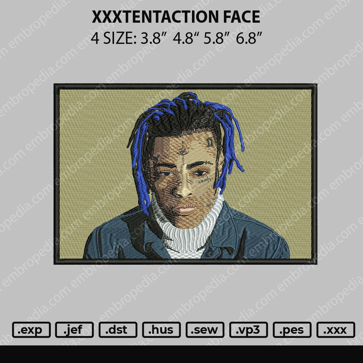 Xxxtentaction Face Embroidery Machine Design File 4 size