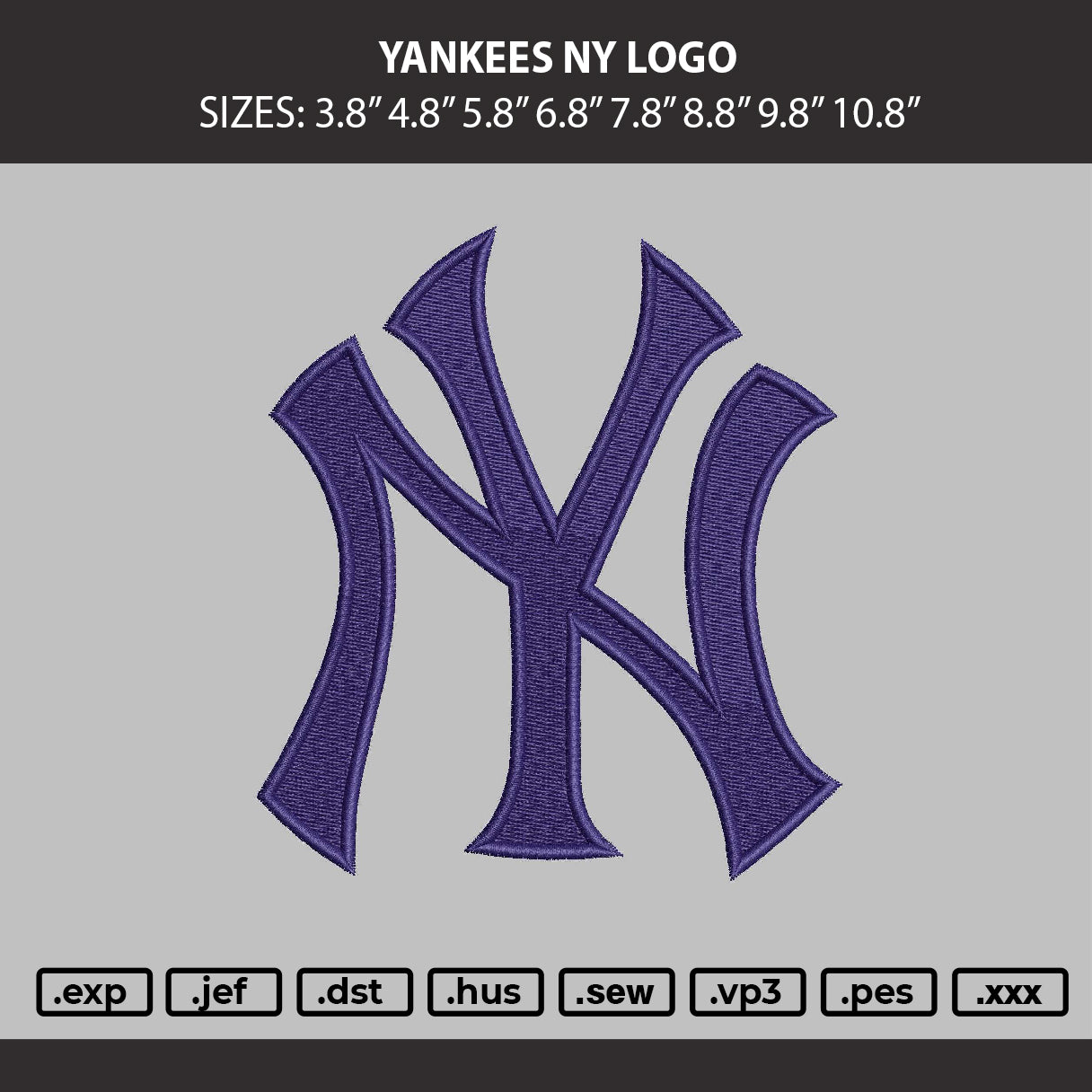 Yanke3s NY Embroidery File 8 Size