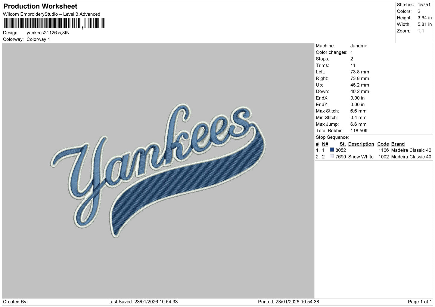 Yankees21126 Embroider