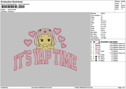 Yaptimetext Embroidery File 6 sizes