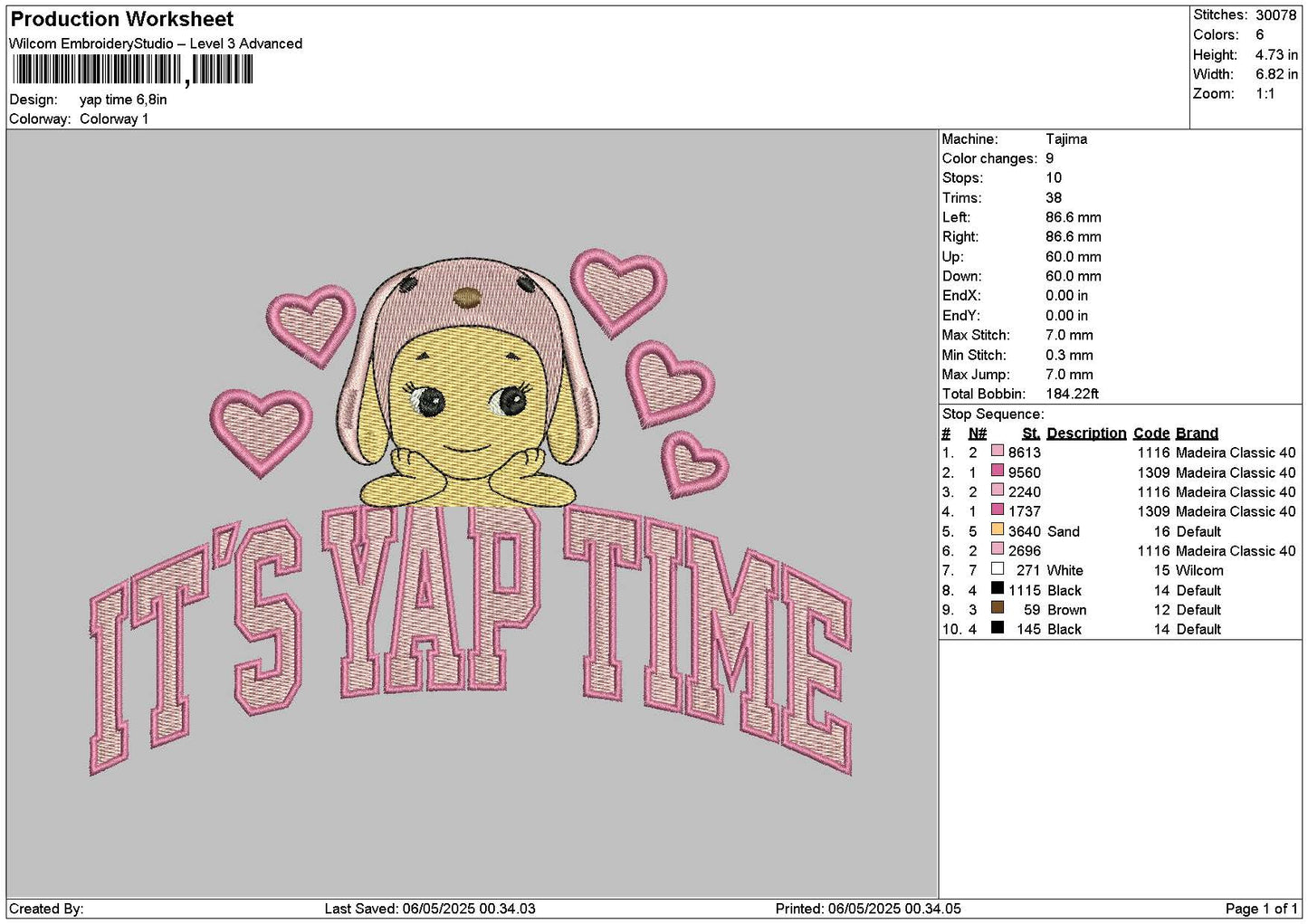 Yaptimetext Embroidery File 6 sizes