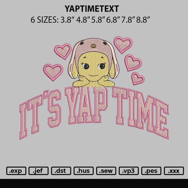 Yaptimetext Embroidery File 6 sizes