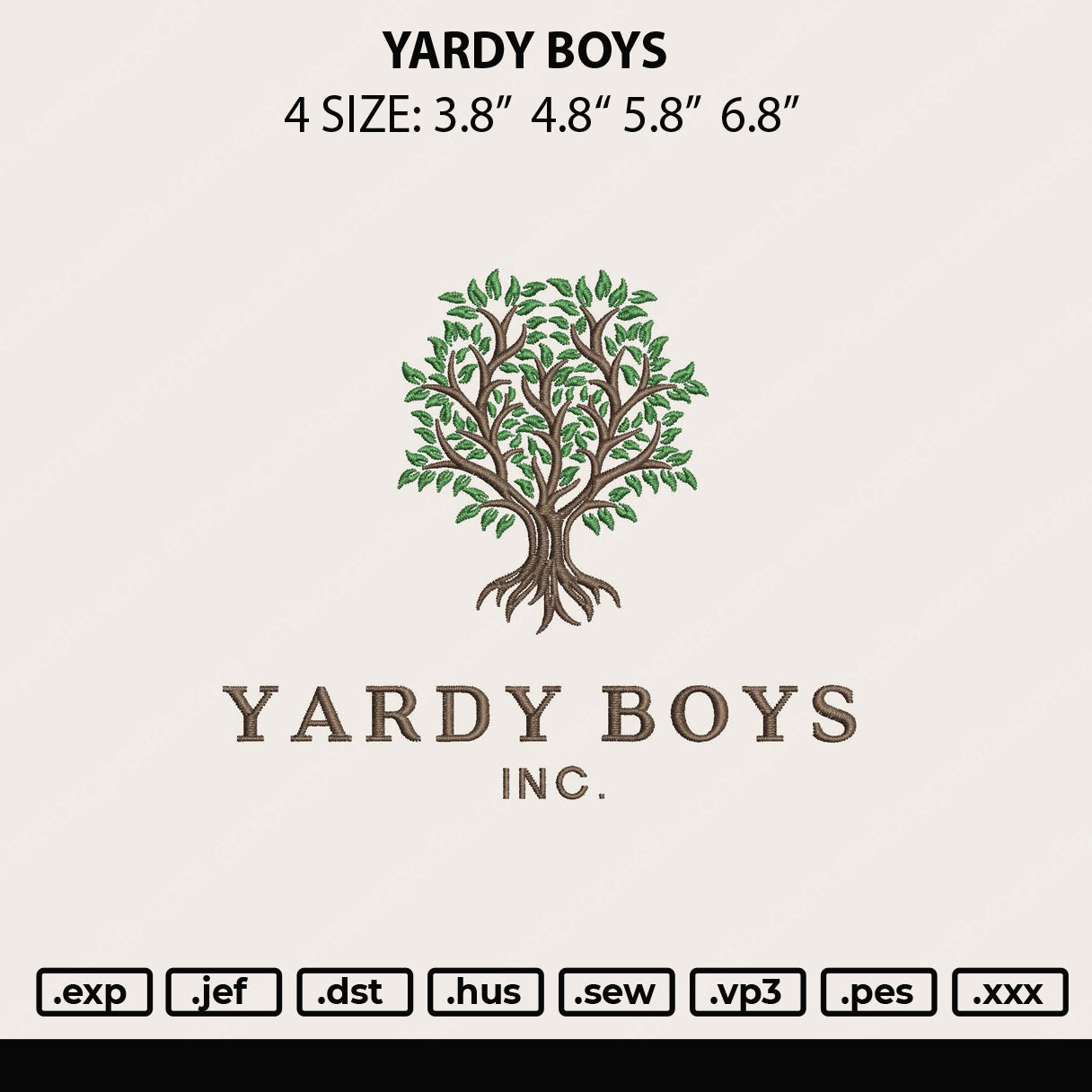 Yardy Boys Embroidery Design File 4 size