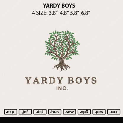 Yardy Boys Embroidery Design File 4 size