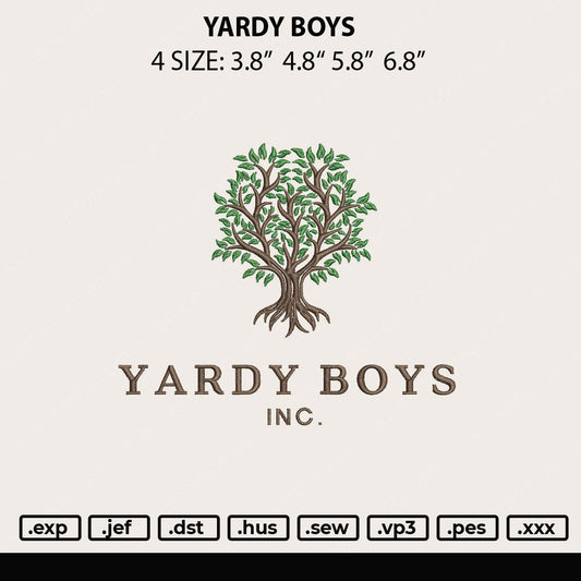 Yardy Boys Embroidery Design File 4 size