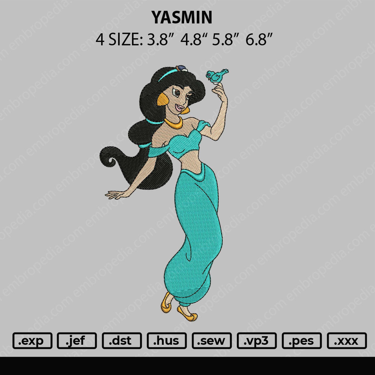 Yasmin Embroidery Design File 4 size