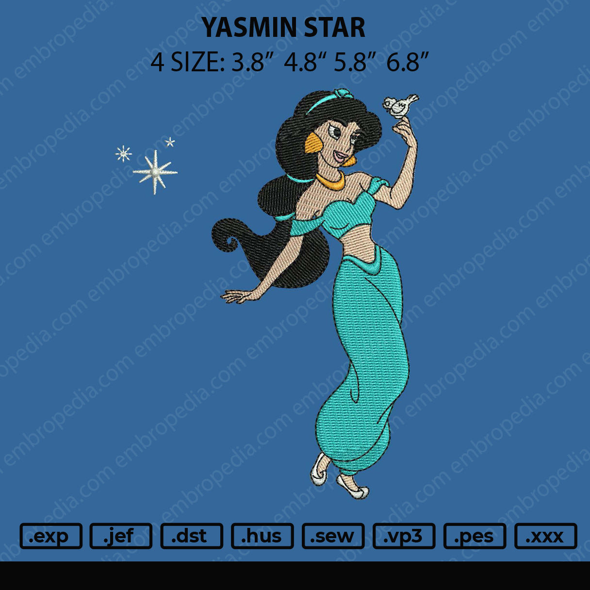 Yasmin Star Embroidery Design File 4 size