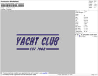 Yacht Club Text Embroidery File 4 Size