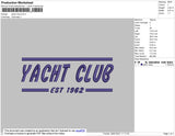 Yacht Club Text Embroidery File 4 Size