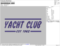 Yacht Club Text Embroidery File 4 Size