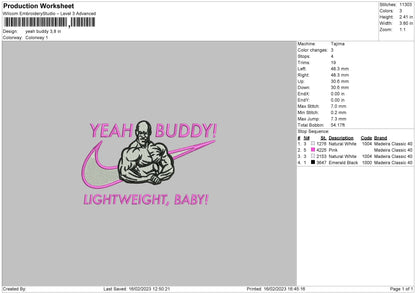 Yeah Buddy Embroidery design File 6 sizes