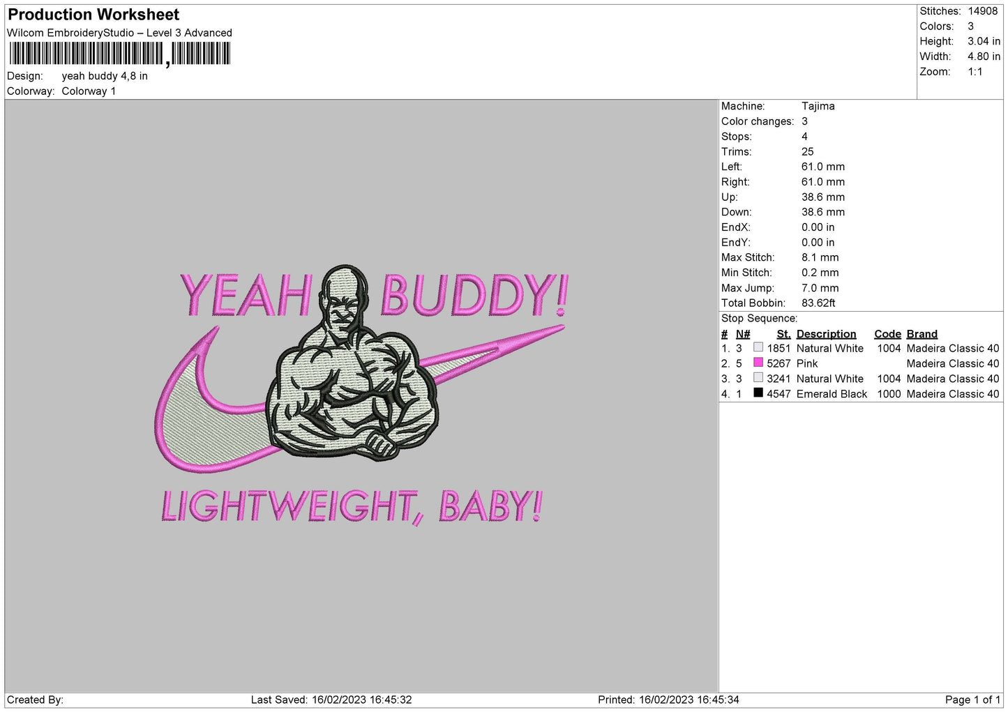 Yeah Buddy Embroidery design File 6 sizes