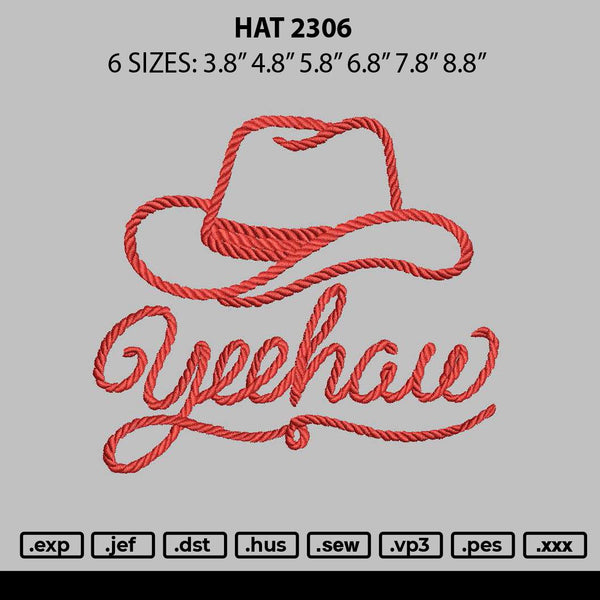 Hat 2306 Embroidery File 6 sizes