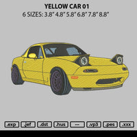 Yellow Car 01 Embroidery File 6 sizes