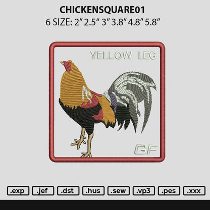Chickensquare01 Embroidery File 6 sizes