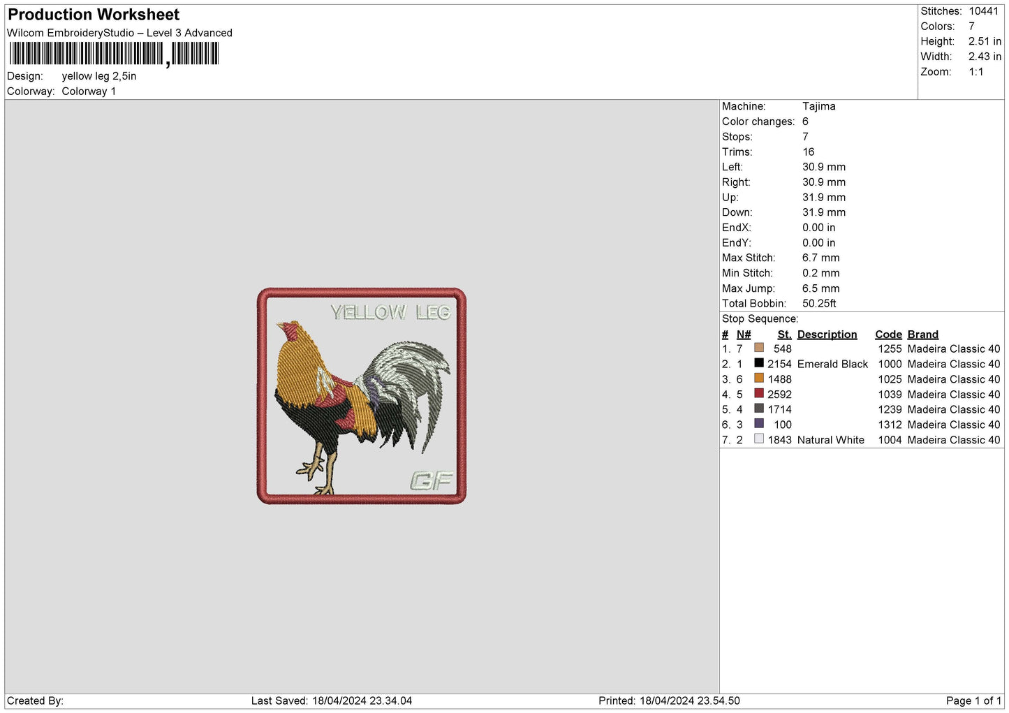 Chickensquare01 Embroidery File 6 sizes