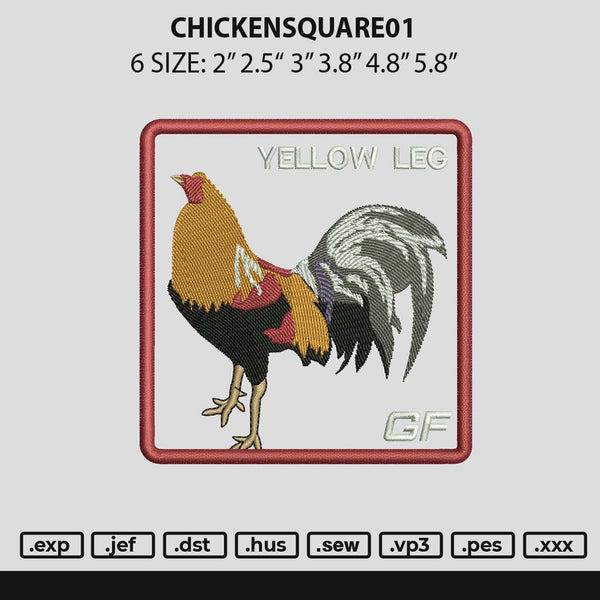 Chickensquare01 Embroidery File 6 sizes