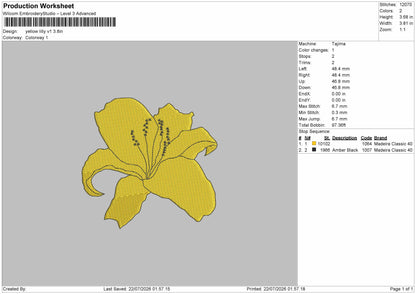 Yellow Flower 01 Embroidery Machine Design File 6 sizes