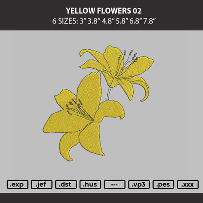 Yellow Flowers 02 Embroidery Machine Design File 6 sizes