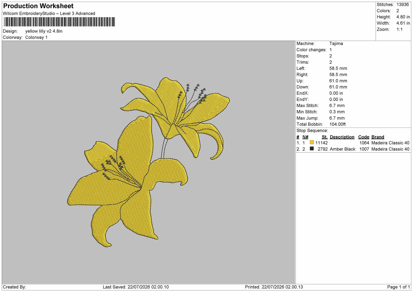 Yellow Flowers 02 Embroidery Machine Design File 6 sizes