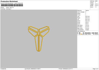 Yellow Logo Embroidery Design File 6 sizes