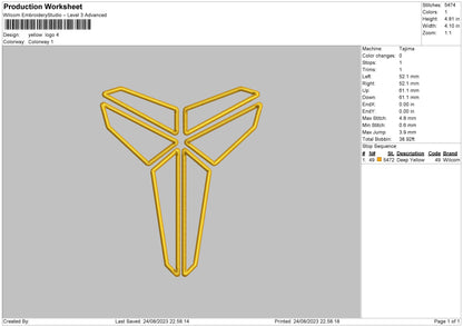 Yellow Logo Embroidery Design File 6 sizes