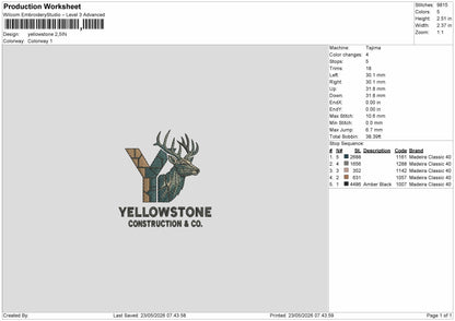 Yellowstonetext Embroidery Machine Design File 6 sizes