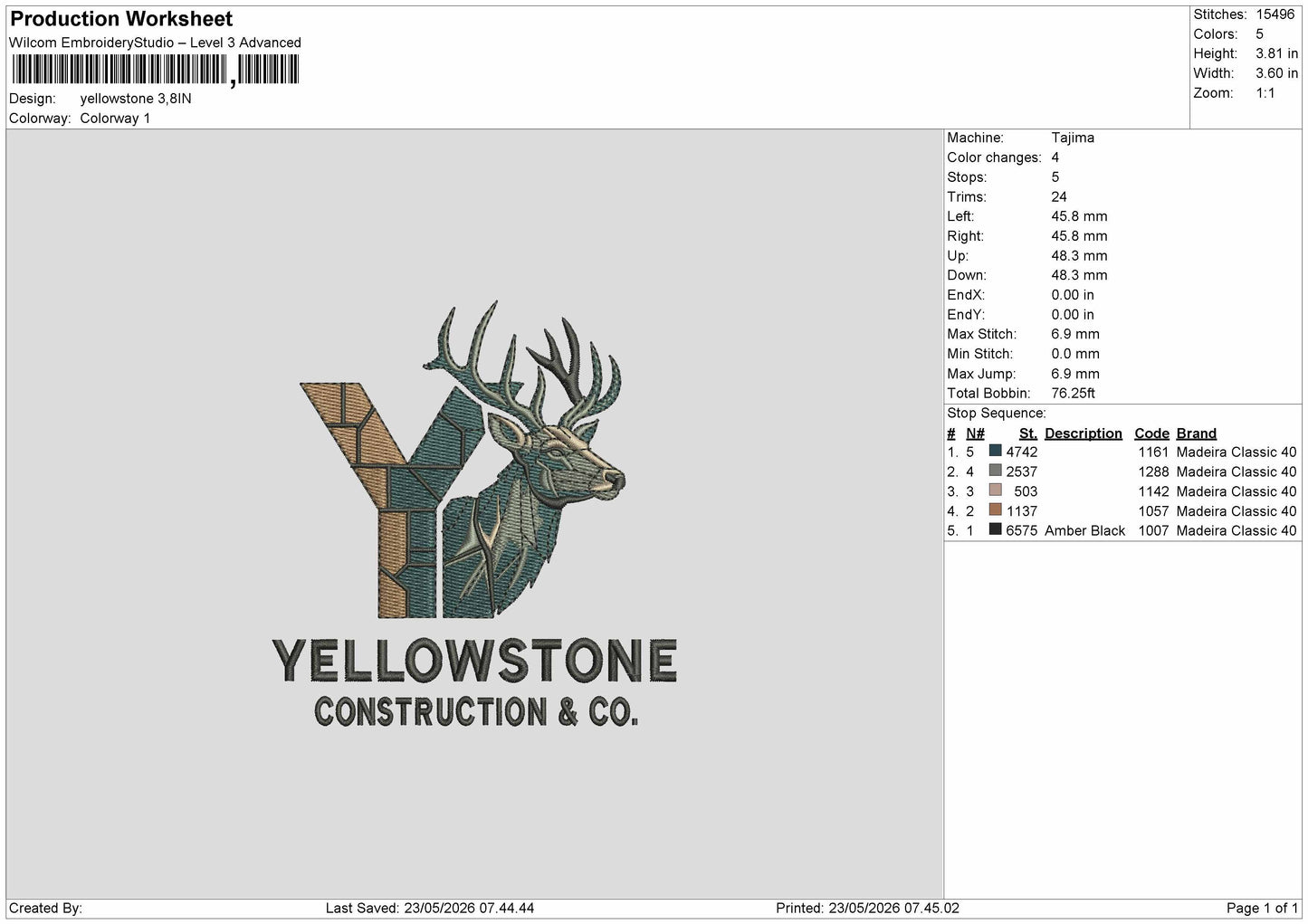 Yellowstonetext Embroidery Machine Design File 6 sizes