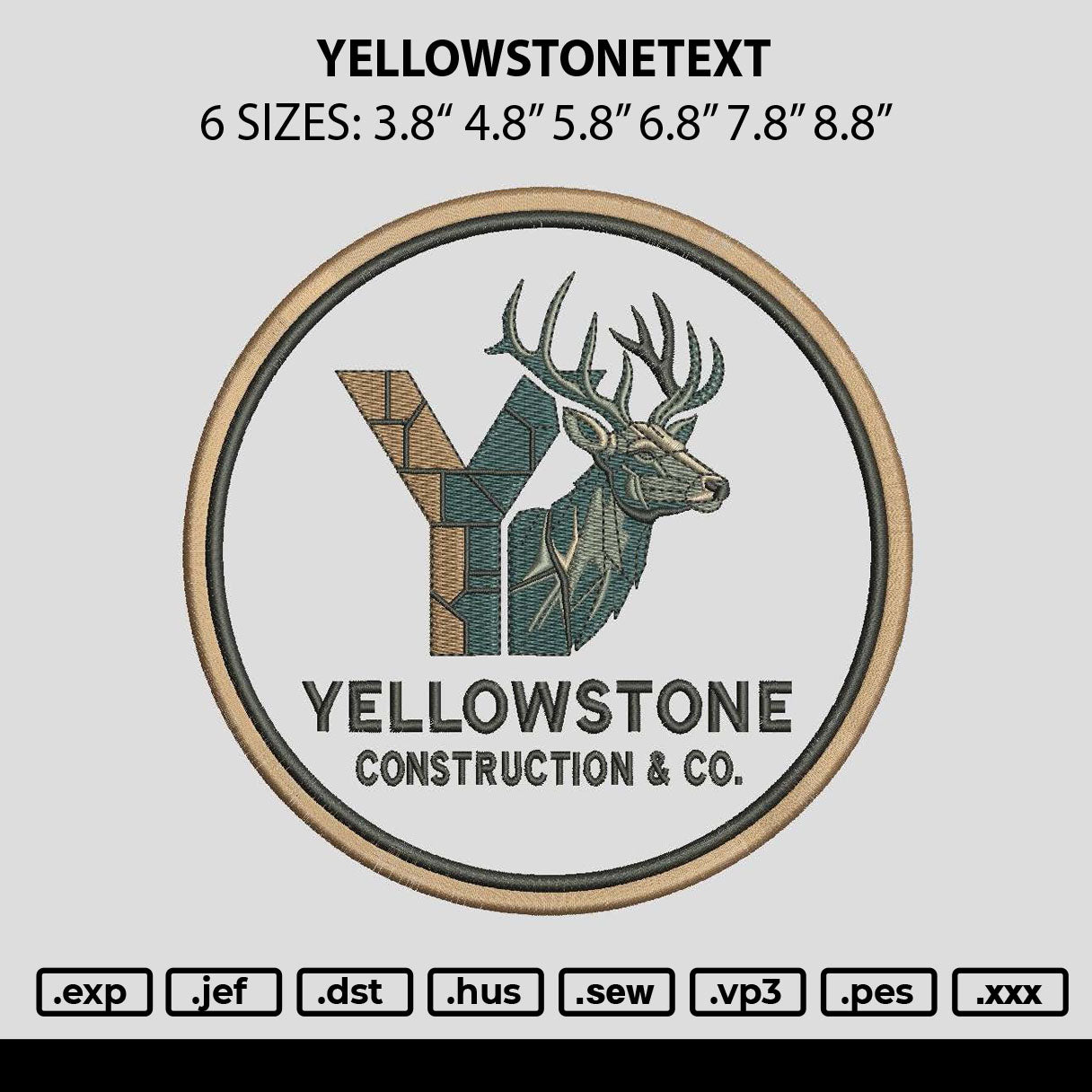 Yellowstonetext Embroidery Machine Design File 6 sizes