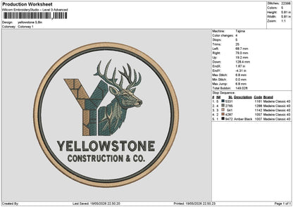 Yellowstonetext Embroidery Machine Design File 6 sizes