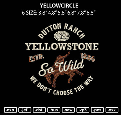 Yellowstone Embroidery Design File 6 sizes